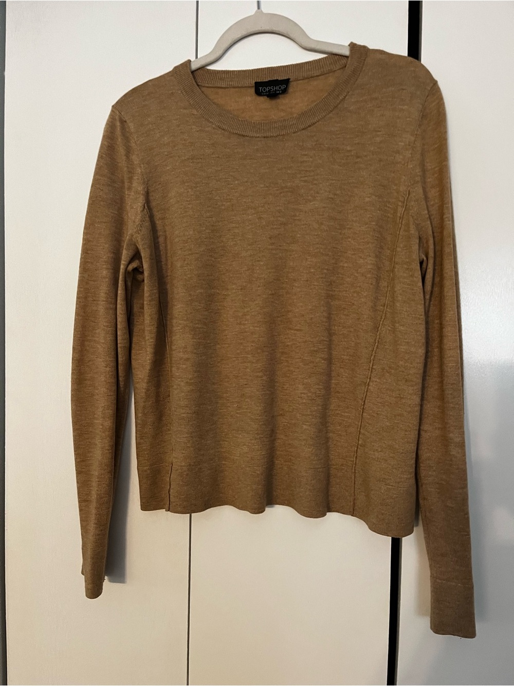 Topshop Camel Crew Neck Sweater Size 8